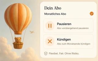 Heißluftballon mit Teddy und Abo-Optionen Pausieren oder Kündigen